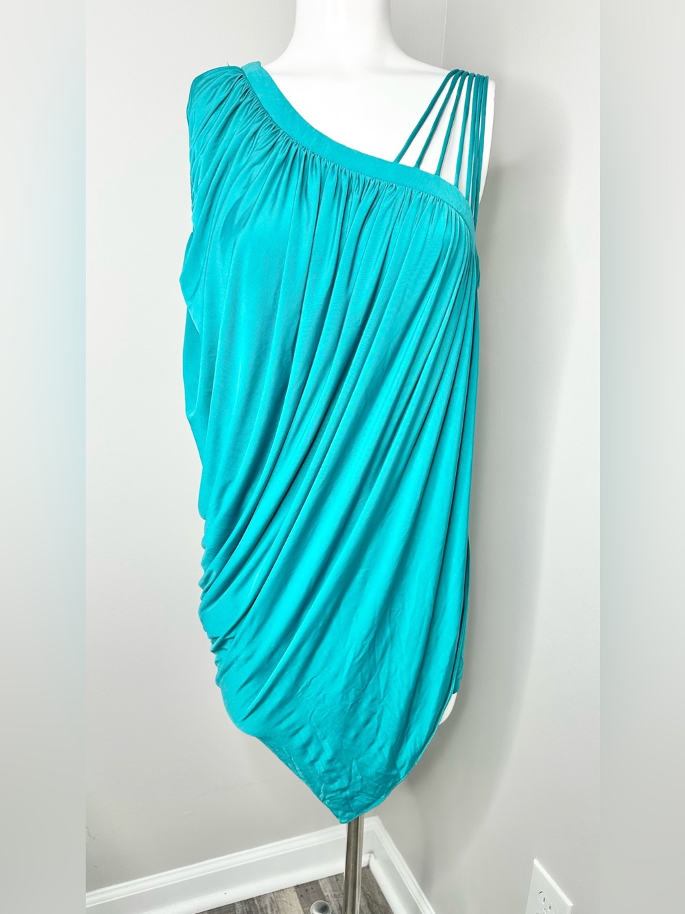 Garcia Draped One-Shoulder Turquoise Women's Top-L